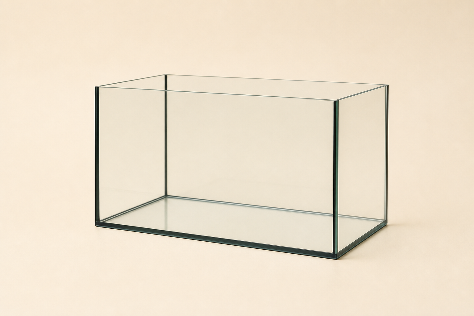 A rectangular aquarium showing the three sides to measure