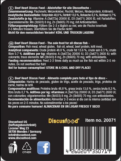 DiscusFood BH (Beef Heart) Soft Granulate (High Growth Diet) (80/230g)