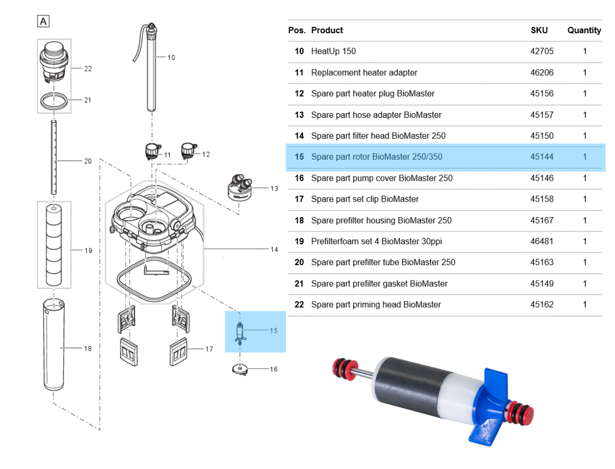 OASE Biomaster 250/350/600/850 Spare Parts