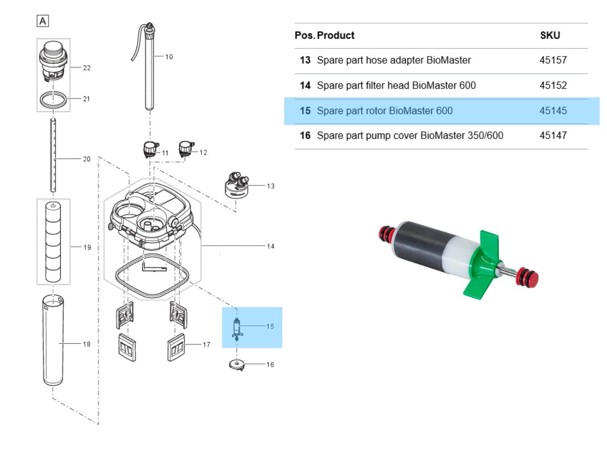 OASE Biomaster 250/350/600/850 Spare Parts
