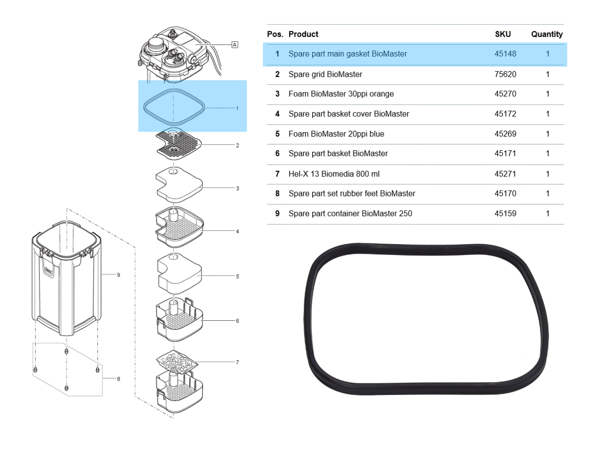 OASE Biomaster 250/350/600/850 Spare Parts