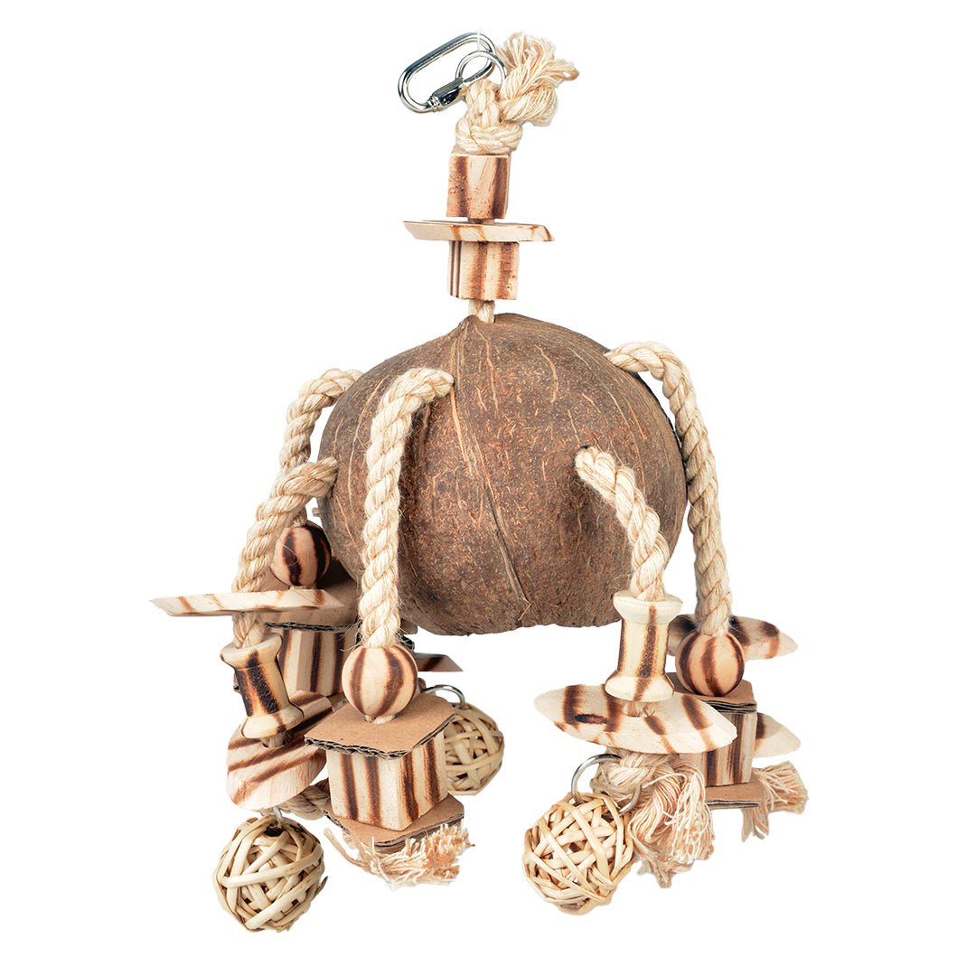 Laroy Duvo Coconut Jungle Hanger With Wooden Blocks Willow Balls 35X20X15Cm Brown