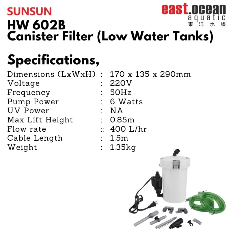 SUNSUN 602B / 603B - 6W Canister Filter (Non-UV)
