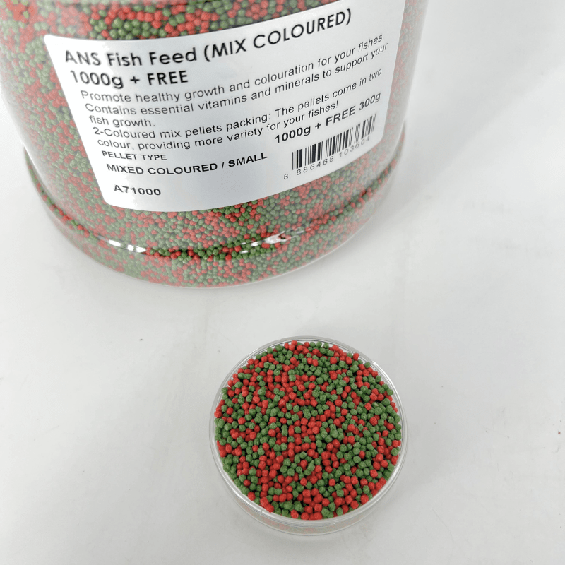 ANS Fish Feed (MIX COLOURED) small/medium 1000g
