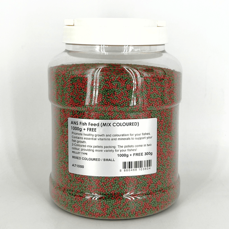 ANS Fish Feed (MIX COLOURED) small/medium 1000g