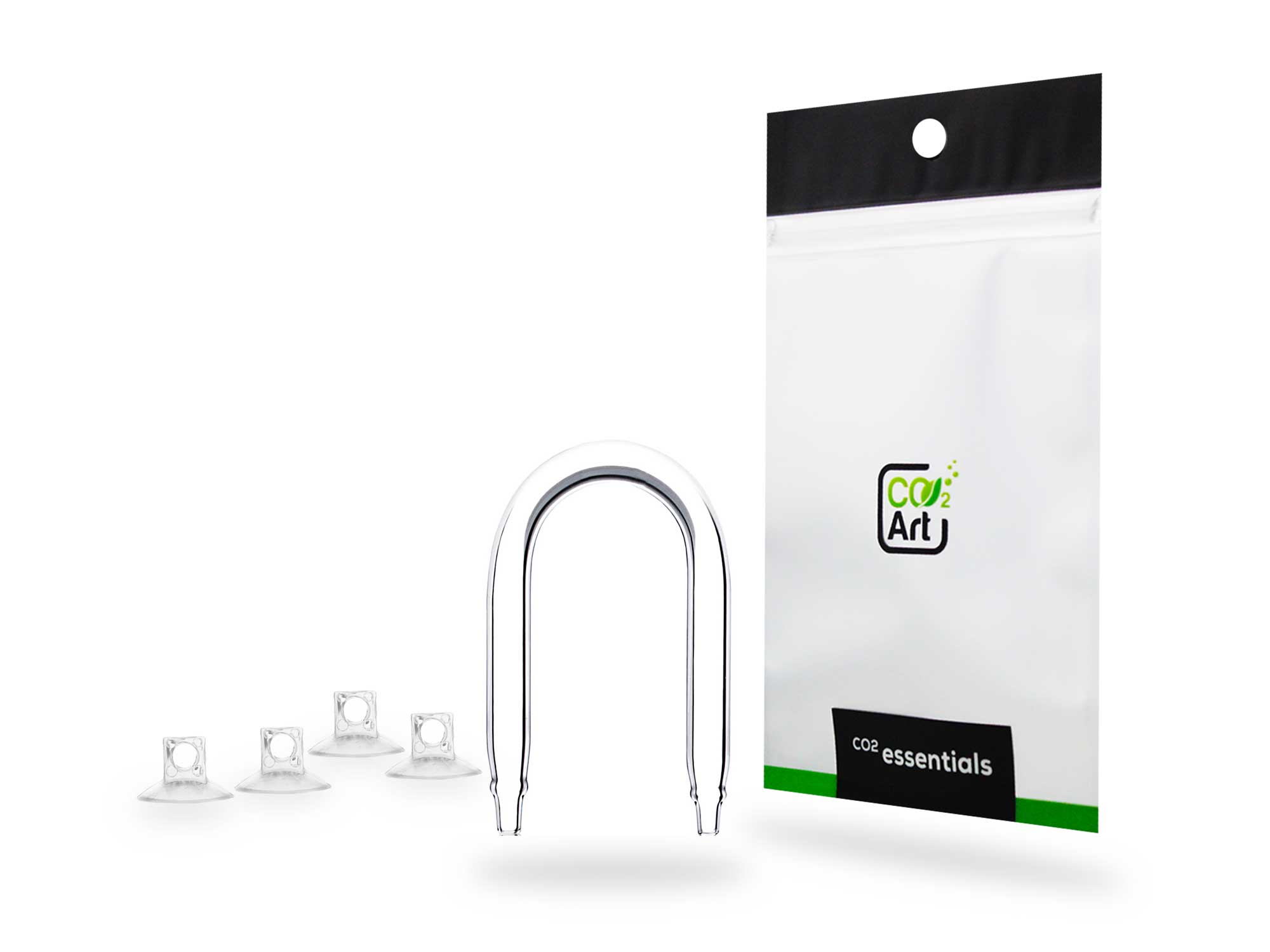 CO2 Art U-Bend Glass Tubing Connector + 4x Suction Cups - Medium - Max