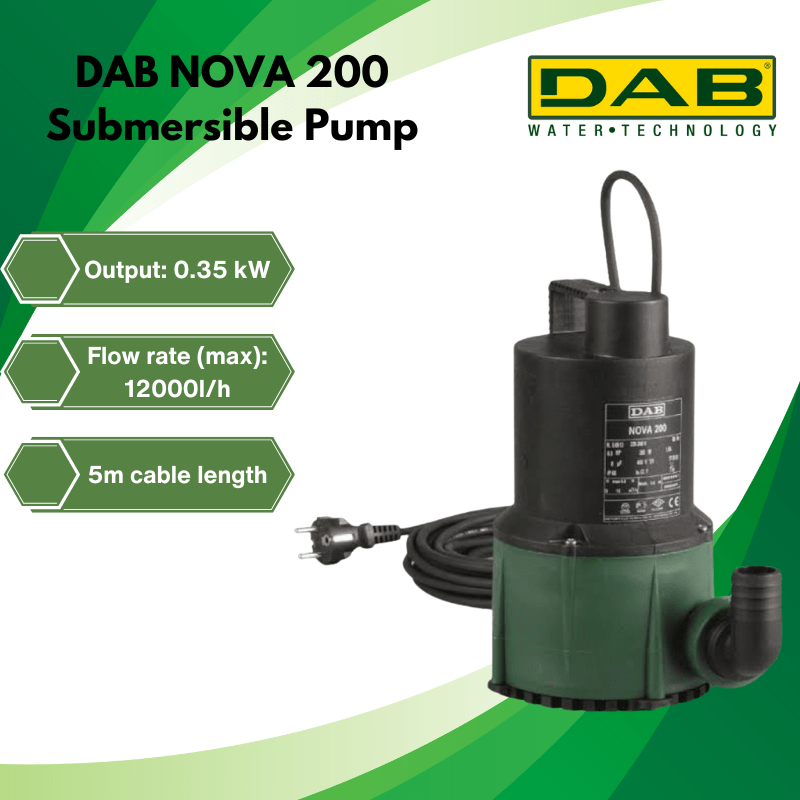 DAB NOVA 200 Submersible Pump (Non-Auto w/o Float) 5m cable