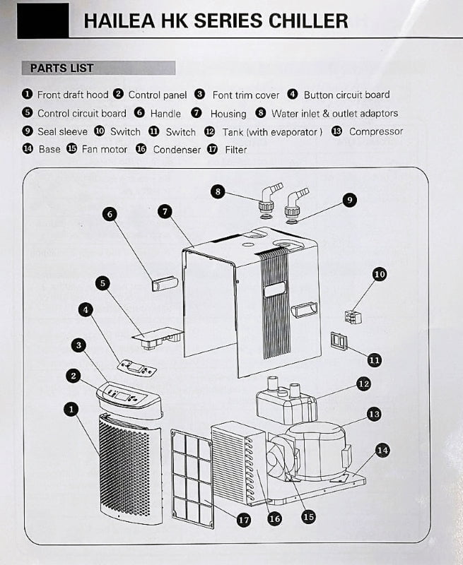 HAILEA Chiller - HK Series (150-1000L) - UK 3-Pin Plug Edition