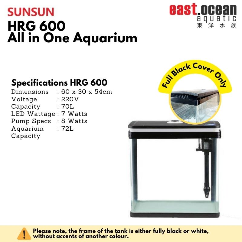 SUNSUN HRG-600 Aquarium (60cm) - Tank Only (Black / White)