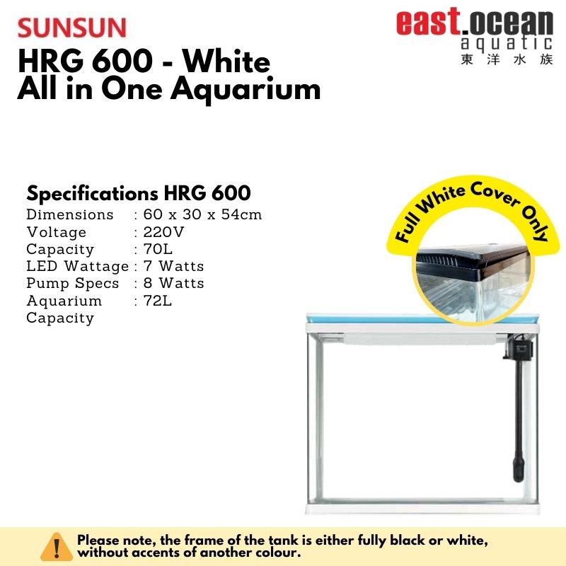 SUNSUN HRG-600 Aquarium (60cm) - Tank Only (Black / White)