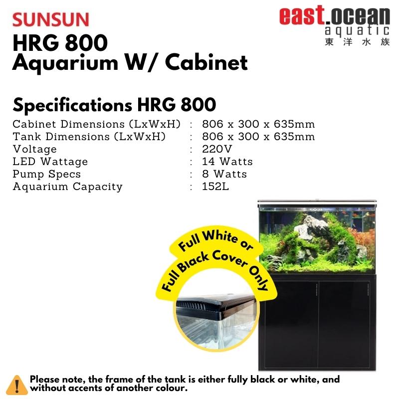 SUNSUN HRG-800 Aquarium (80cm) Set - Tank & Cabinet (Black & White)