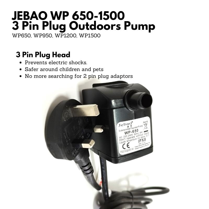 JEBAO 3 Pin Plug Outdoors Pump (2m Weather Proof Cable) - 650-1,500(L/
