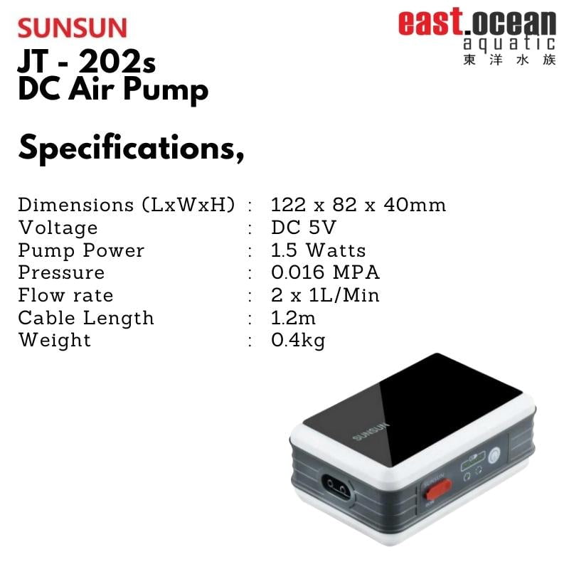 SUNSUN JT-202s DC Air Pump (rehargeable)