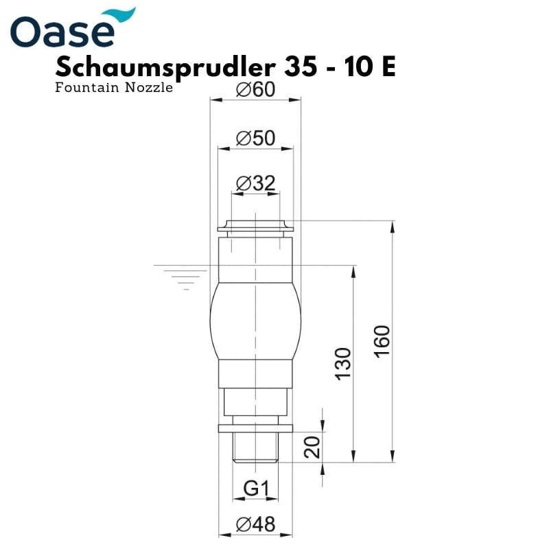 OASE Fountain Nozzle Schaumsprudler 35 - 10 E (foam bubbler nozzle)