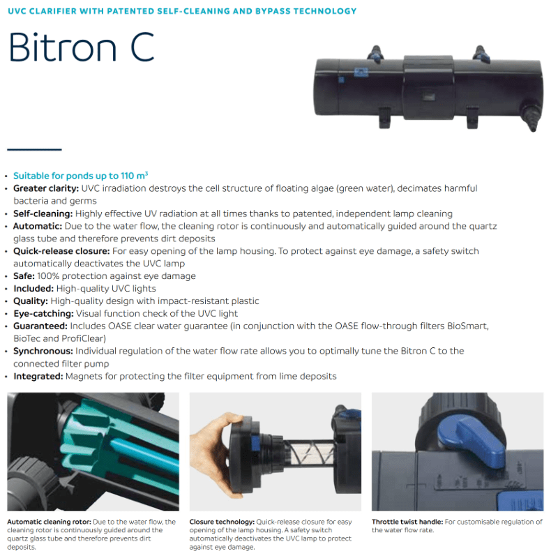 OASE Bitron C 24W-110W (UVC Clarifier) (patent self cleaning design)