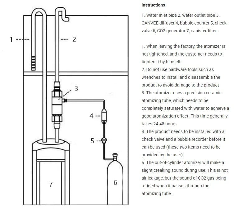 QANVEE Inline Diffuser (12mm / 16mm) for CO2