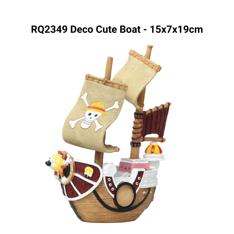 RQ2349 Cute Boat Aquarium Decoration