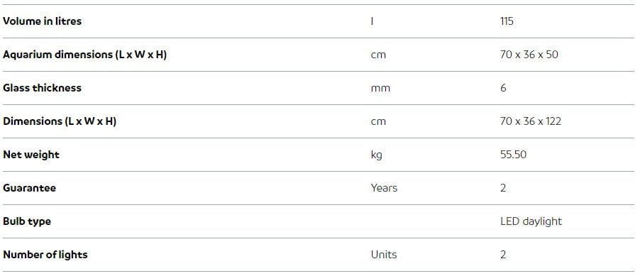 OASE StyleLine 125 Black/White Set (Crystal Tank And Black Cabinet)