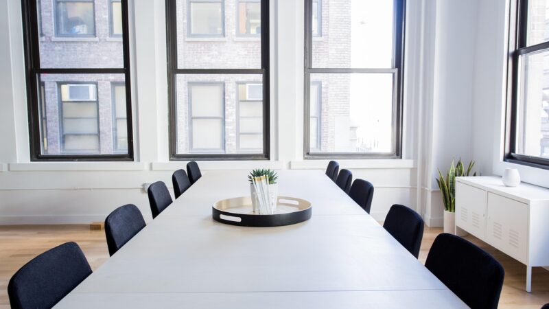 chairs, empty, office, room, table, windows, furniture, meeting room, conference room, interior design, minimalist, minimalis