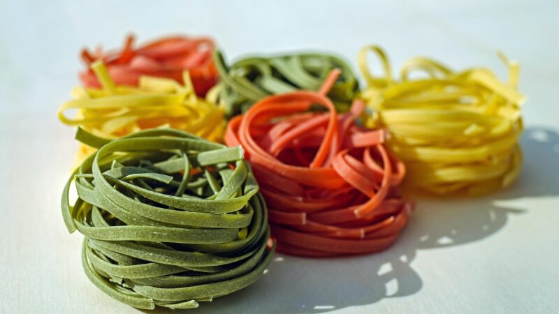 tagliatelle, pasta, noodles, raw, colorful, food, carbohydrates, raw pasta, uncooked, uncooked pasta, food photography, pasta