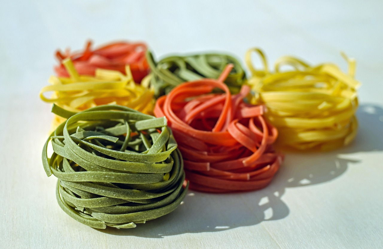 tagliatelle, pasta, noodles, raw, colorful, food, carbohydrates, raw pasta, uncooked, uncooked pasta, food photography, pasta