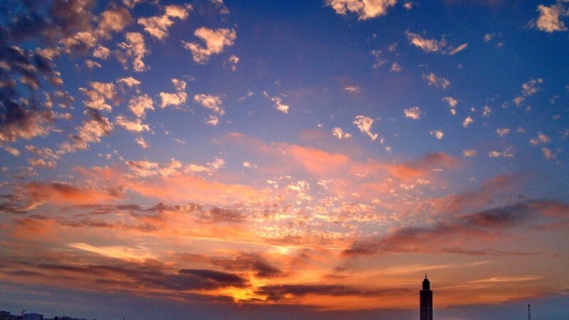 casablanca, morocco, africa, mosque, the minaret, hassan ii, the hassan ii mosque, sunset, sky, clouds, beauty, sea, ocean, a