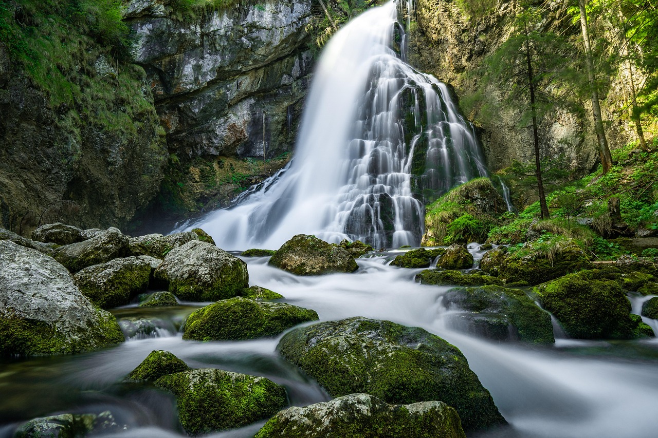waterfalls, rocks, moss, mossy, long exposure, cascade, cascading, torrent, flow, flowing water, falls, landscape, river, nat
