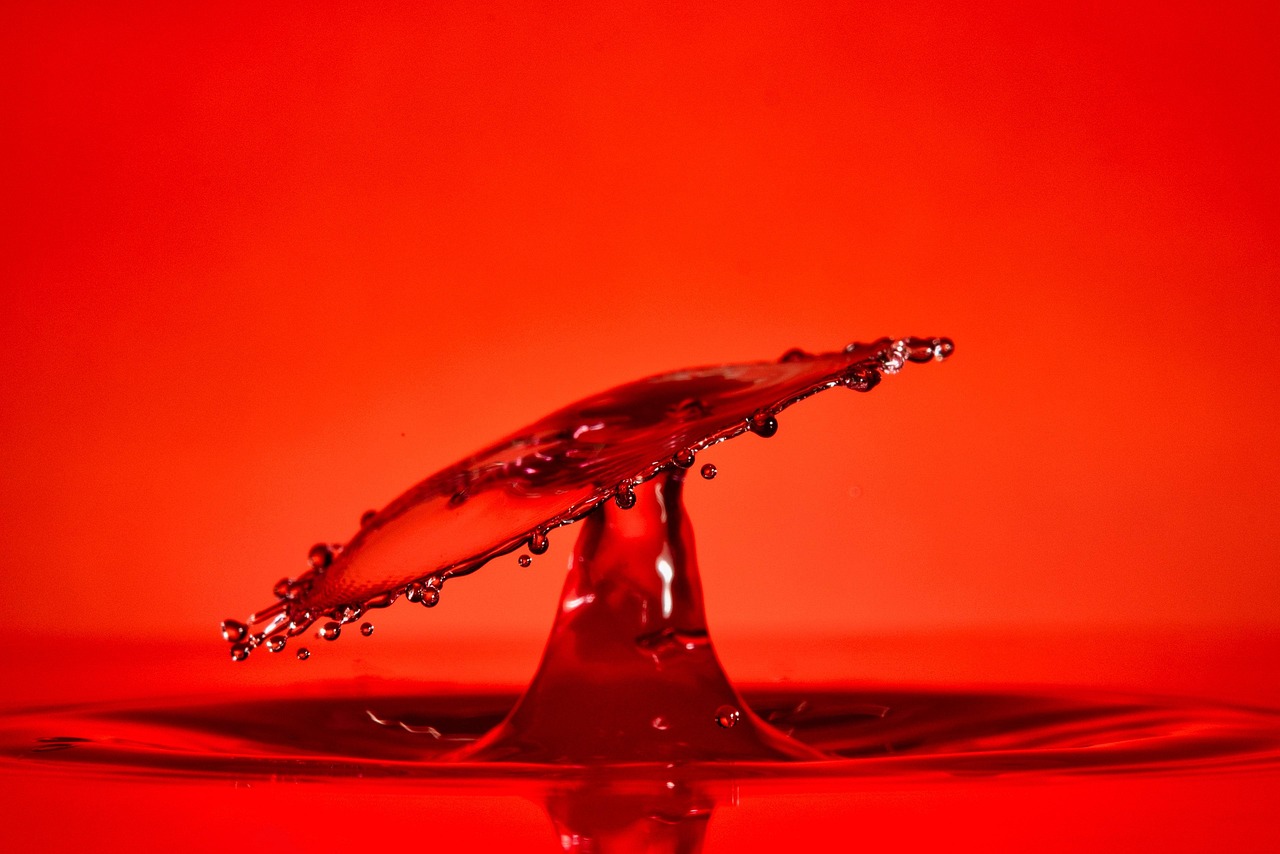 red, drop, splash, impact, ripples, water, ripple effect, waves, macro, drip, liquid, nature, surface tension, surface, water