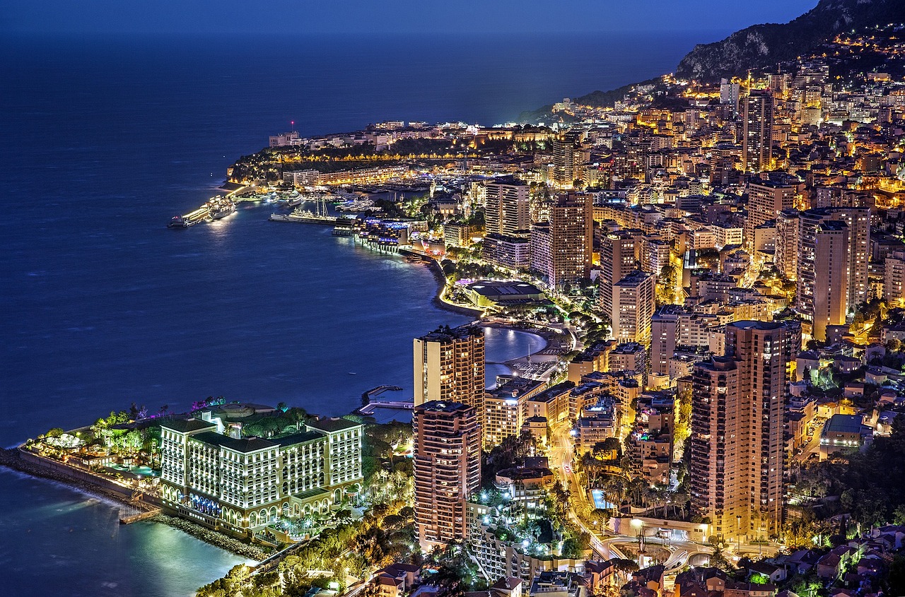 monaco, monte carlo, france, eve, blue hour, illuminated, luxurious, vacations, evening atmosphere, monaco, monaco, monaco, m