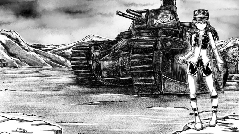 anime, girl, tan, character, design, kawaii, manga, tank, war tank, weapon, digital drawing, anime, anime, anime, anime, anim