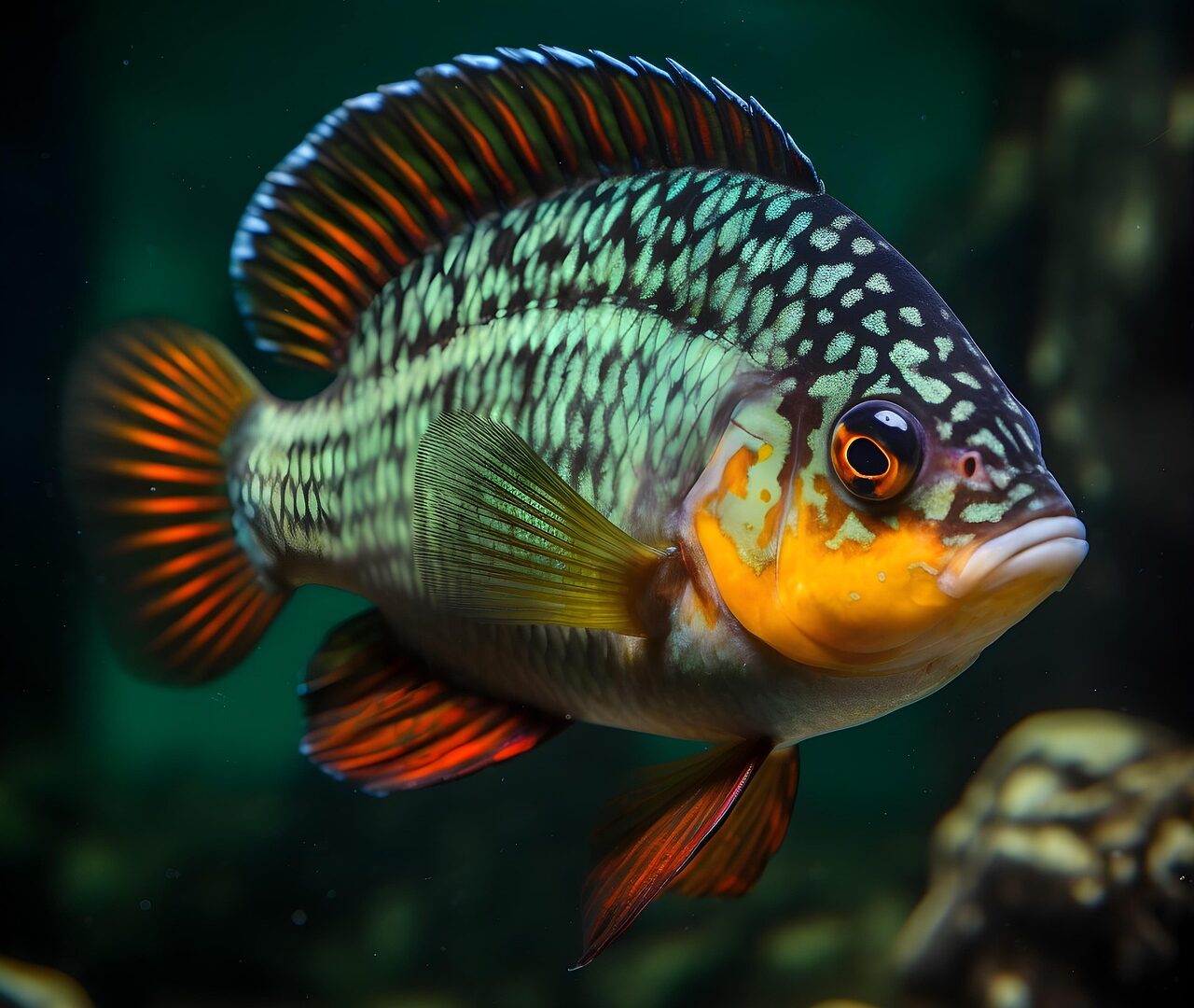 green terror cichlid, cichlid, aquarium, fish, tank, nature, pet, animal