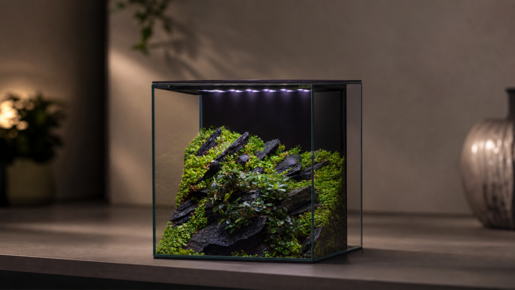 Black Sparkle Stone Planted Cube Aquascape (P0503)
